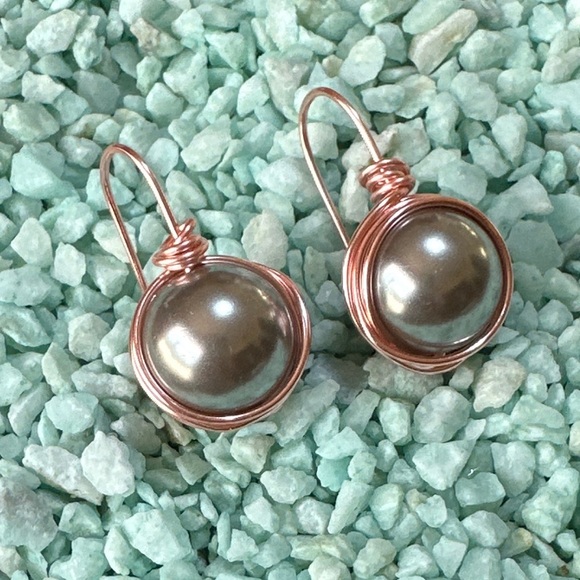 Alquimia Jewelry - Gray Pearls dangle drops/ bubble pearls rose gold drop earrings/ wisdom /peace